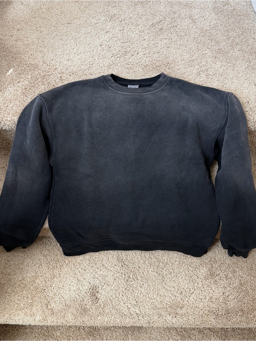Blank Men's Washed Black Crewneck Sweatshirt
